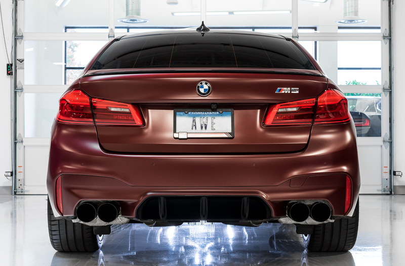AWE Tuning Cat-Back Exhaust- Black Diamond Tips for 18-19 BMW F90 M5 SwitchPatch - Image 4