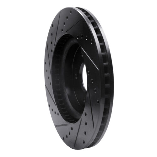 R1 Concepts for 18-23 Genesis G70 Front Right Drilled & Slotted Black Brake Rotor - Image 4