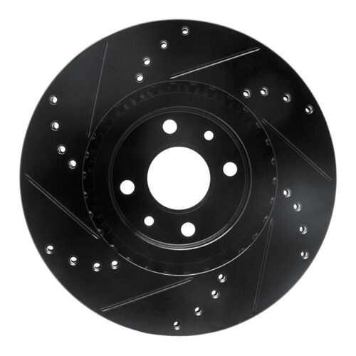 R1 Concepts for 2012-2019 Fiat 500E Front Right Drilled & Slotted Black Brake Rotor - Image 5