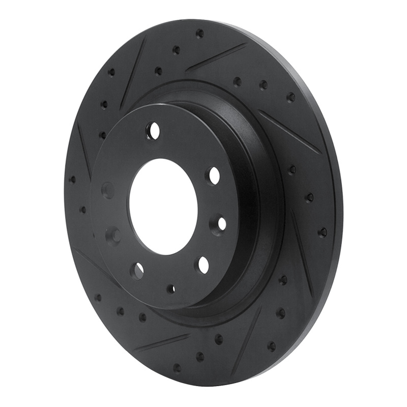 R1 Concepts for 98-15 Ford Fusion Rear Left Drilled & Slotted Black Brake Rotor - Image 2