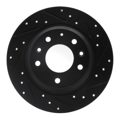 R1 Concepts for 98-15 Ford Fusion Rear Right Drilled & Slotted Black Brake Rotor