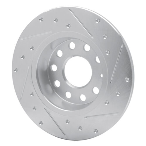 R1 Concepts for 05-25 Audi A3 Sportback E-Tron Rear Left Drilled & Slotted Silver Brake Rotor - Image 4