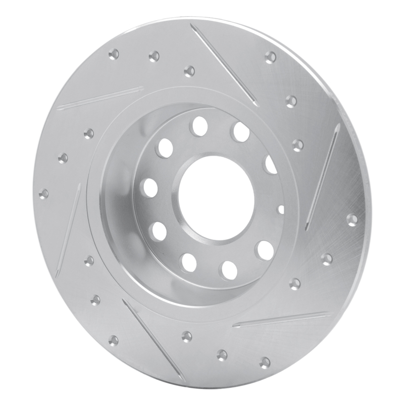 R1 Concepts for 05-25 Audi A3 Sportback E-Tron Rear Left Drilled & Slotted Silver Brake Rotor - Image 4
