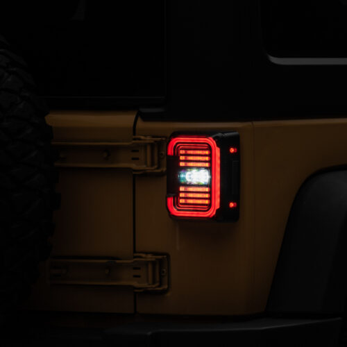 Raxiom for 2007-2018 Jeep Wrangler JK Axial Series LED Halo Tail Lights- Black Housing (Dark Smoked Lens) - Image 3