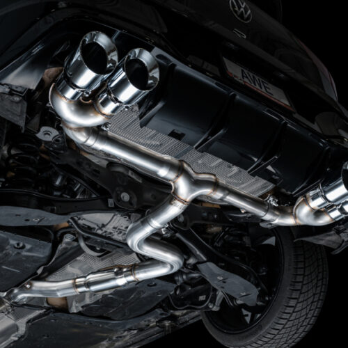 Alternative view of AWE Tuning Track Edition Quad Exhaust - Chrome Silver Tips for MK8 Volkswagen Golf R 3in