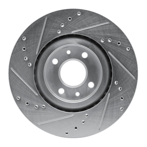 R1 Concepts for 2012-2019 Fiat 500 (USA/Canada) Front Right Drilled & Slotted Silver Brake Rotor - Image 5