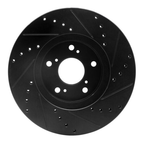R1 Concepts for 04-14 Acura TSX Front Left Drilled & Slotted Black Brake Rotor - Image 5