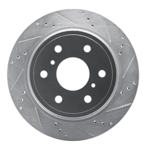 R1 Concepts for 07-20 Cadillac Escalade ESV Rear Right Drilled & Slotted Silver Brake Rotor