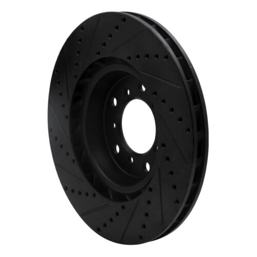R1 Concepts for 01-06 BMW M3 Left Front Drilled & Slotted Black Brake Rotor - Image 4