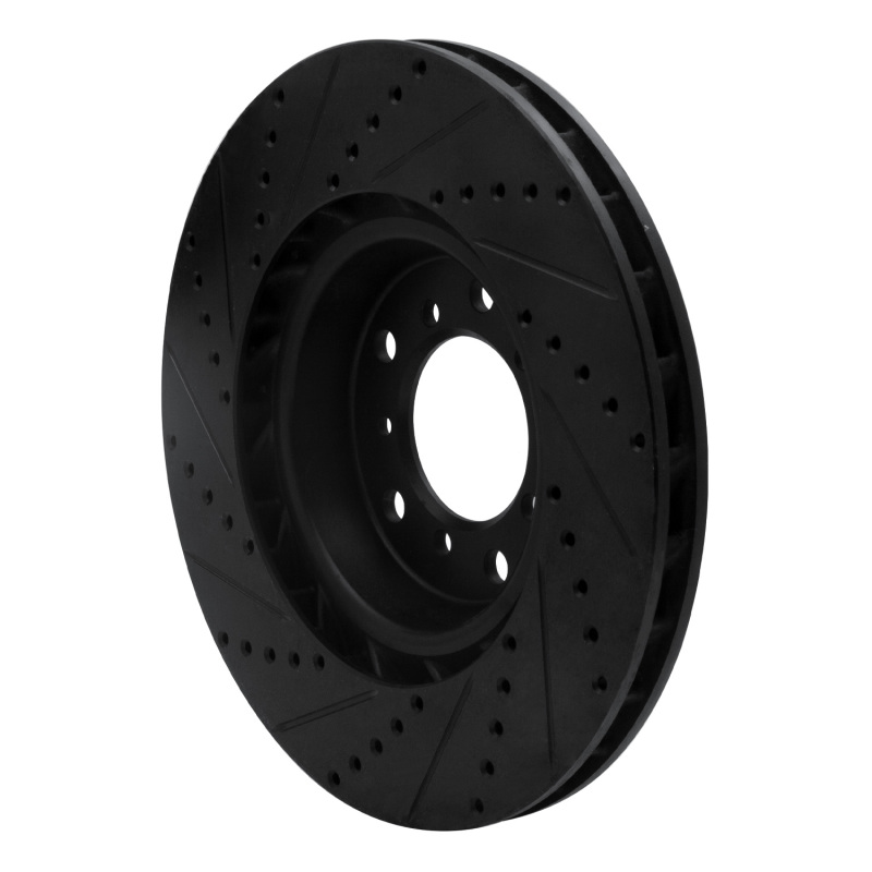 R1 Concepts for 01-06 BMW M3 Left Front Drilled & Slotted Black Brake Rotor - Image 4