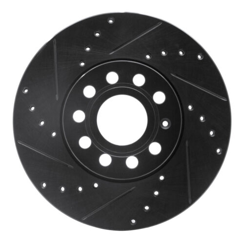 R1 Concepts for 05-25 Audi Q2 (Mexico) Front Left Drilled & Slotted Black Brake Rotor