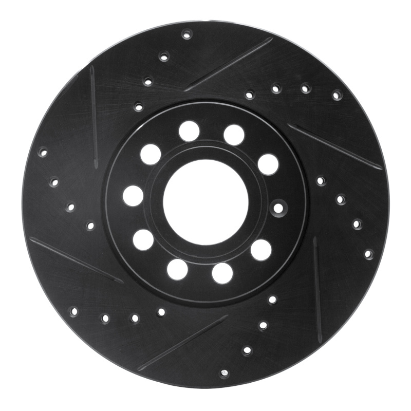 R1 Concepts for 05-25 Audi Q2 (Mexico) Front Left Drilled & Slotted Black Brake Rotor
