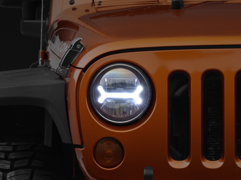 Raxiom for 2007-2018 Jeep Wrangler JK LED Halo Headlights- Black Housing (Clear Lens) - Image 2