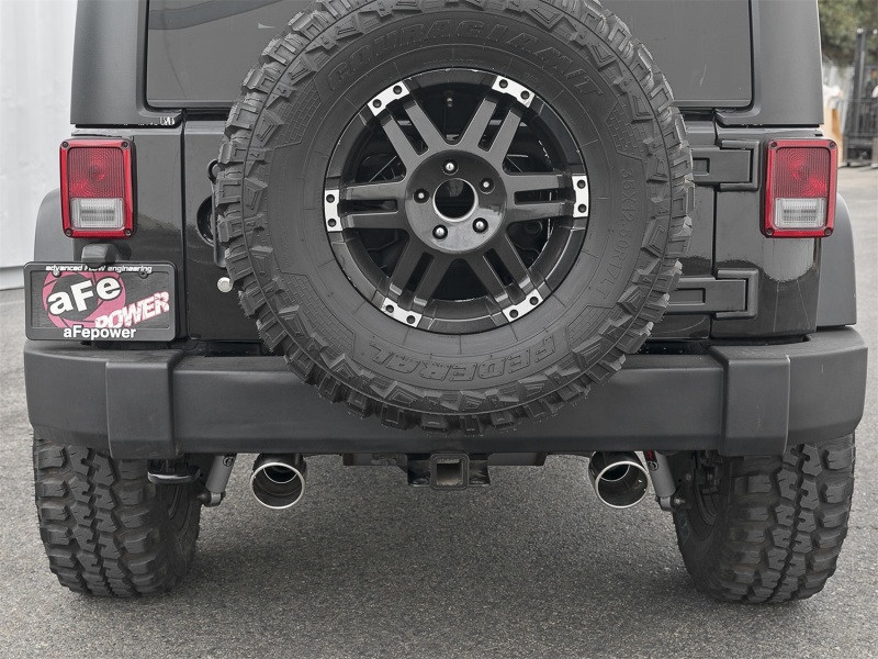 aFe Power Rebel Series 2.5in 409 SS Axle-Back Exhaust w/Polished Tips 07+ Jeep Wrangler (JK) V6 3.6L/3.8L