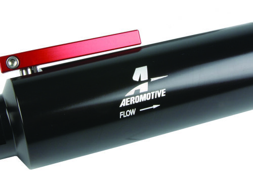 Aeromotive In-Line AN-12 Filter w/Shutoff Valve 100 Micron SS Element - Black Anodize Finish