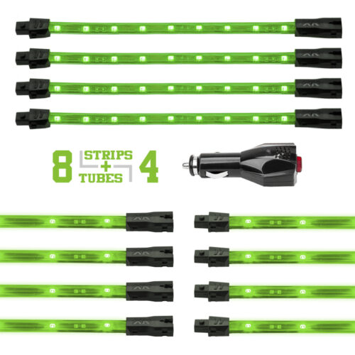 Alternative view of XK Glow Strip Single Color Underglow LED Accent Light Car/Truck Kit Green - 8x24In Tube + 4x8In