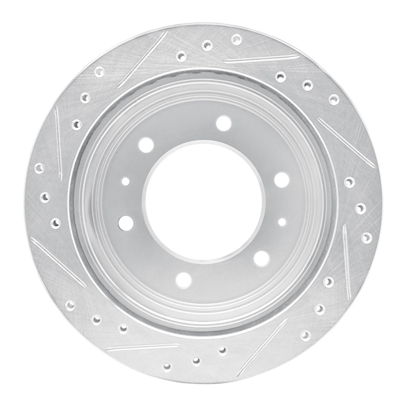 R1 Concepts for 88-95 Nissan Pathfinder Rear Right Drilled & Slotted Silver Brake Rotor - Image 5