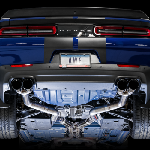 AWE Tuning Track Edition Exhaust - Quad Diamond Black Tips for 2015+ Dodge Challenger 6.4L/6.2L SC