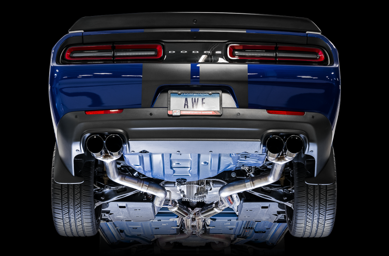 AWE Tuning Track Edition Exhaust - Quad Diamond Black Tips for 2015+ Dodge Challenger 6.4L/6.2L SC
