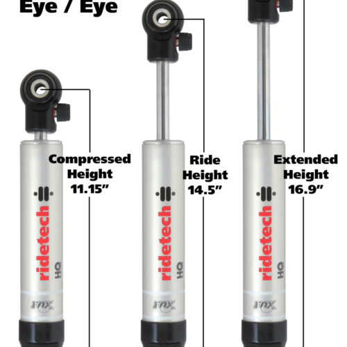Ridetech 22169841 HQ Series Shock Absorber Single Adjustable 5.75in Stroke Eye/Eye Mounting 11.15in x 16.9in