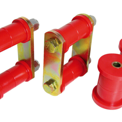 Prothane 6-1053 64-73 Ford Mustang Rear Spring Bushings w/ HD Shackle Kit - Red