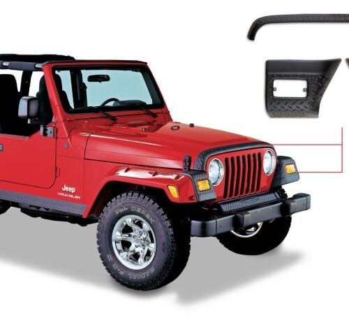 Bushwacker 97-06 Jeep Wrangler Trail Armor Hood Stone Guard and 2 Front Corners - Black