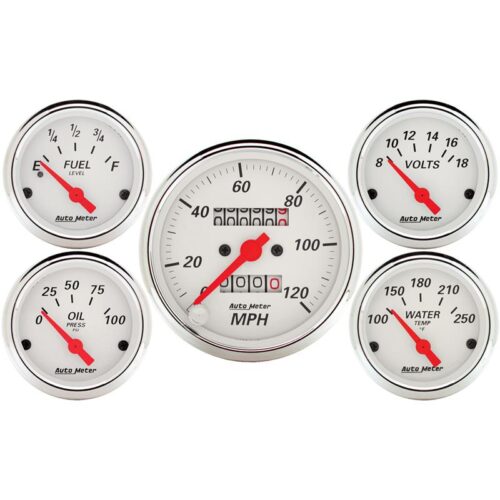 Autometer 1300 5 piece Kit (Mech Speed/Elec Oil Press/Water Temp/Volt/Fuel Level)