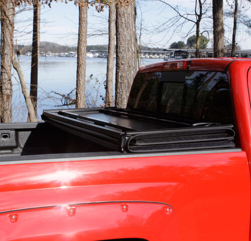 Lund 969254 02-17 Dodge Ram 1500 Fleetside (8ft. Bed) Hard Fold Tonneau Cover - Black - Image 5