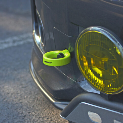 PERRIN 08-14 Subaru WRX & STI / 08-11 Impreza / 05-09 Legacy Tow Hook Kit (Front) - Neon Yellow - Image 5