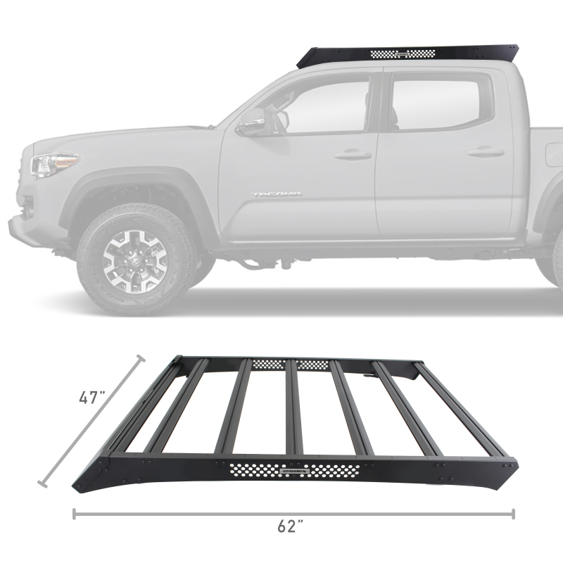 Go Rhino 5933000T 16-23 Toyota Tacoma DC Ceros Low Profile Roof Rack - Tex. Blk - Image 4