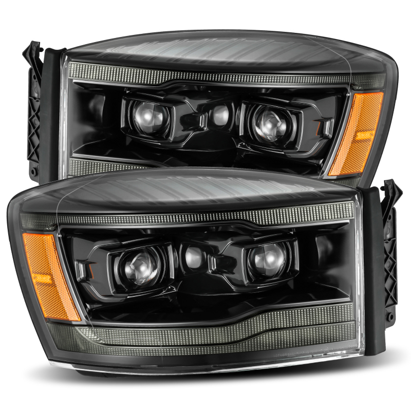 AlphaRex 880533 06-08 Dodge Ram 1500HD LUXX LED Projector Headlights Plank Style Alpha Blk w/Seq Signal/DRL