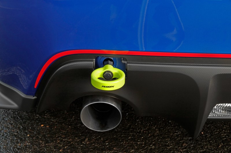 PERRIN 13-25 Subaru BRZ / 13-20 Scion FRS & Toyota 86 / 22-25 GR86 Tow Hook Kit (Rear) - Neon Yellow - Image 4
