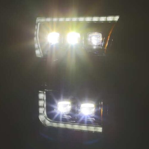 Alternative view of AlphaRex 17-20 Ford Raptor NOVA LED Proj Headlights Plank Style Alpha Black w/Activ Light/Seq Signal