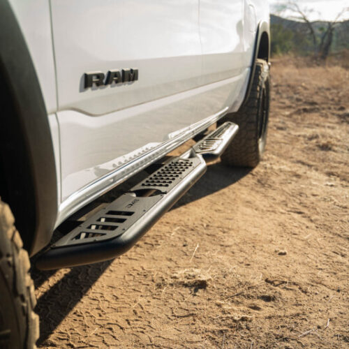 DV8 Offroad SRDR1-01 19-25 RAM 1500 Crew Cab OE Plus Side Steps - Black Steel - Image 3