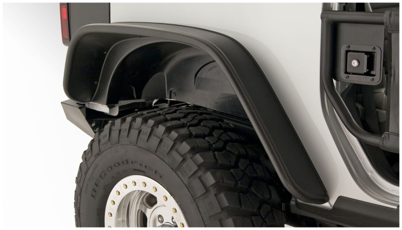 Bushwacker 10052-07 07-18 Jeep Wrangler Flat Style Flares 2pc Fits 2-Door Sport Utility Only - Black