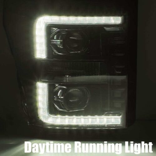 AlphaRex 11-16 Ford F-350 SD LUXX LED Proj Headlights Plank Style Black w/Activ Light/Seq Signal - Image 5