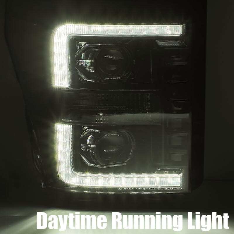 AlphaRex 11-16 Ford F-350 SD LUXX LED Proj Headlights Plank Style Black w/Activ Light/Seq Signal - Image 5