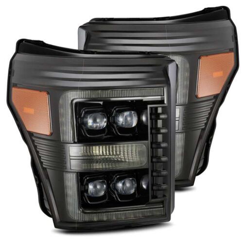 Alternative view of AlphaRex 11-16 Ford F-350 SD NOVA LED Proj Headlights Plank Style Alpha Blk w/Activ Light/Seq Signal