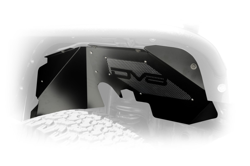 DV8 Offroad INFEND-01FB 07-18 Jeep Wrangler JK Front Aluminum Inner Fender - Black - Image 2