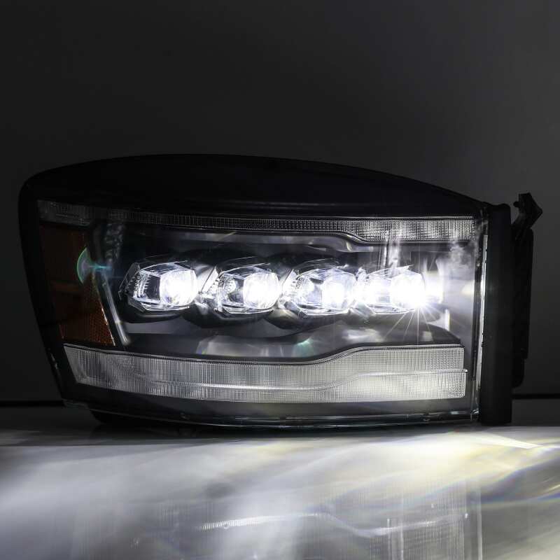 AlphaRex 880536 06-08 Dodge Ram 1500HD NOVA LED ProjHeadlights Plank Style Blk w/Seq Signal/DRL/Amber LED - Image 4