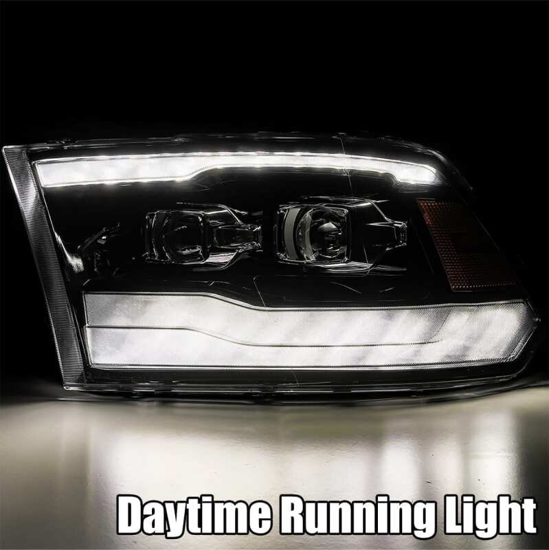 AlphaRex 09-18 Dodge Ram 1500HD PRO-Series Proj Headlights Plank Style Black w/Seq Signal/Smoked DRL - Image 4