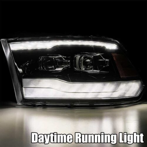 AlphaRex 09-18 Ram 1500HD LUXX Proj Headlight Plnk Style Jet Blk w/Activ Light/Seq Signal/Smoked DRL - Image 4