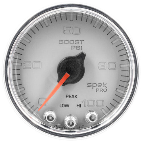 Autometer P30521 Spek-Pro Gauge Boost 2 1/16in 100psi Stepper Motor W/Peak & Warn Slvr/Chrm - Image 4