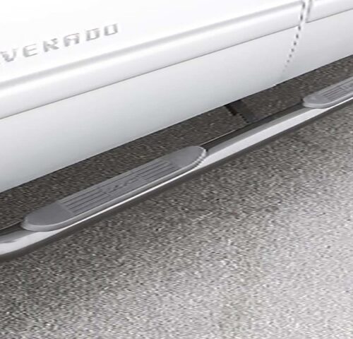 Alternative view of Lund 2019 Chevy Silverado 1500 Crew Cab 4in. Oval Curved SS Nerf Bars - Polished