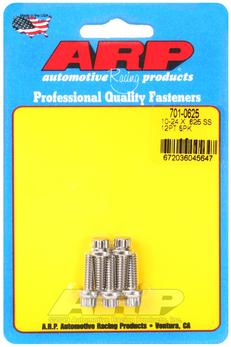 ARP 701-0625 10-24 x .625 12pt SS bolts