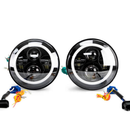 Alternative view of DV8 Offroad HL7JK-02 07-18 Jeep Wrangler JK LED Projector Headlights w/ Angel Eyes