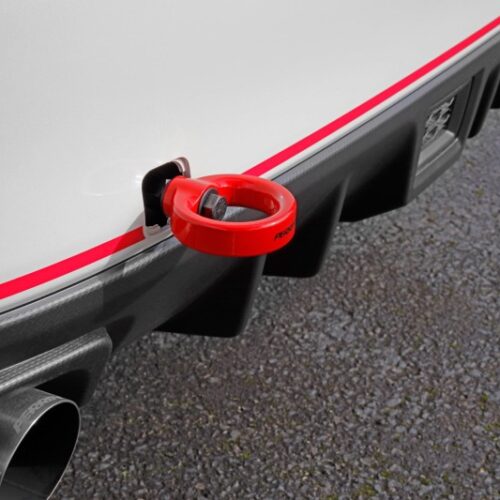 PERRIN 15-21 Subaru WRX/STI / 24-26 Crosstrek / 25-26 Forester Tow Hook Kit (Rear) -  Red - Image 5