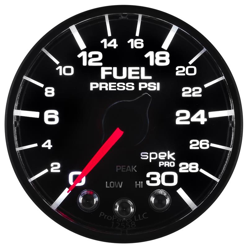 Autometer Spek-Pro Gauge Fuel Press 2 1/16in 30psi Stepper Motor W/Peak & Warn Blk/Blk - Image 5