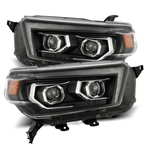 Alternative view of AlphaRex 10-13 Toyota 4Runner PRO-Series Projector Headlights Plank Style Black w/Seq Signal/DRL