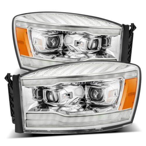 Alternative view of AlphaRex 06-08 Dodge Ram 1500HD PRO-Series Projector Headlights Plank Style Chrome w/Seq Signal/DRL